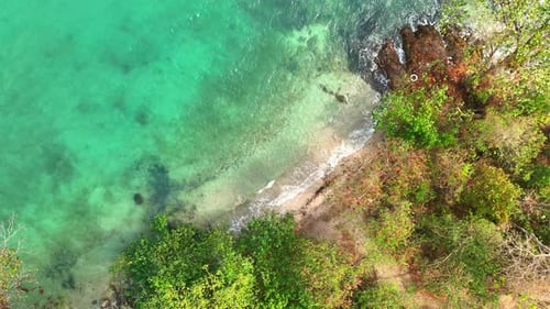 Aerial view of paradise: Azure tropical sea from above. 4K.