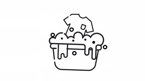 Minimalist Line Art Laundry Washing Icon Animation