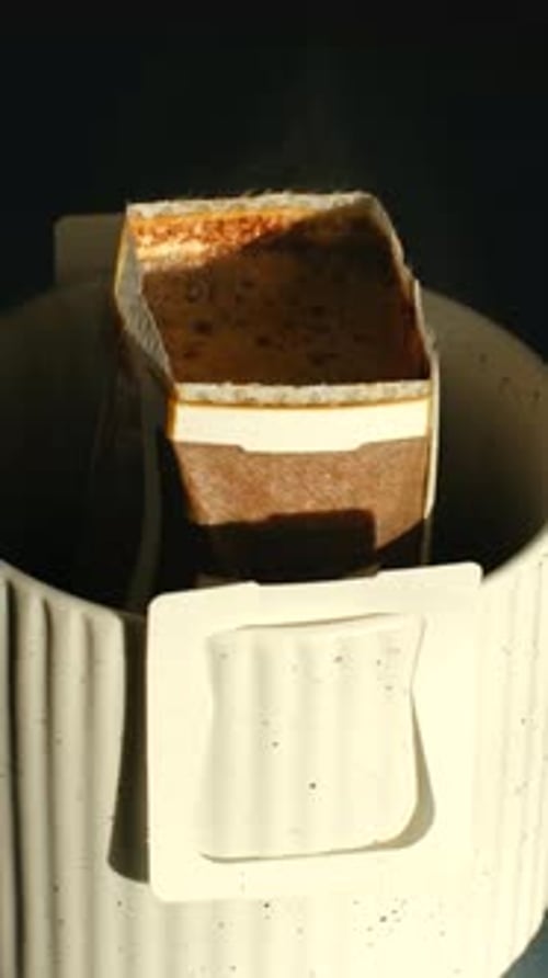 Pour Over Coffee Brewing in White Cup