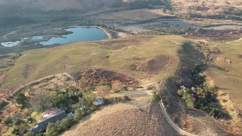Aerial View of Cathedral Peak in Drakensberg Mountains at the Lesotho Border in KwaZuluNatal