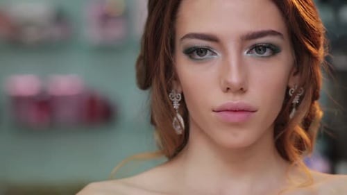 Makeup Artist Using Makeup Brush for Eyes and Applying Eyeshadow Make Up Girl Closeup Eyeshadow Make