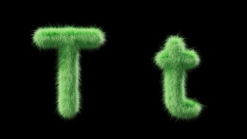 3D animation of a uppercase and lowercase grassy letter T