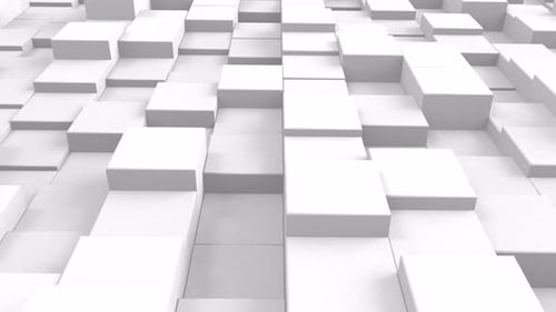 Abstract White Cubes Moving Up and Down 3D Loop