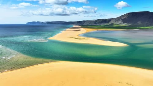 Beach with Golden Sand Azure Water and Yellow Sand Paradise Untouched By People Resort Region Scenic