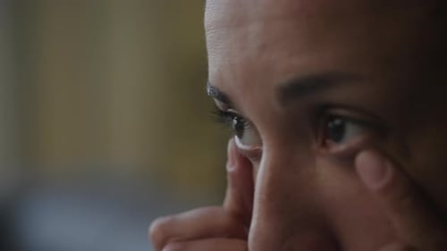 Woman Touching Her Nose and Eyes Close Up