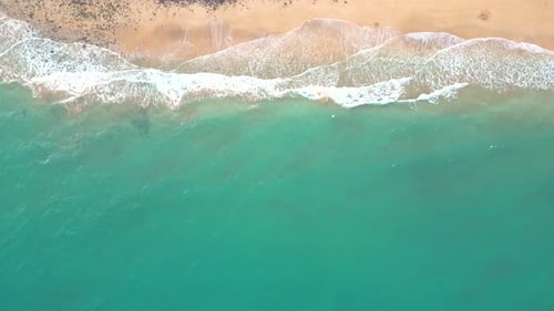 Summer seascape beautiful waves, blue sea water in sunny day. Esquinzo beach, Spain, Canary Island T
