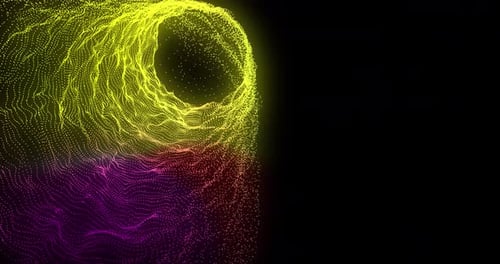 Abstract background with bright beautiful multi-colored glowing energy magical waves and lines of pa