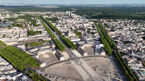 Drone footage of Versailles town in the western suburbs of Paris, France