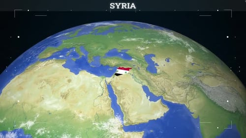 Syria Map From Earth With Flag