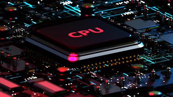 Animated CPU Microchip on a Glowing Futuristic Circuit Board ...