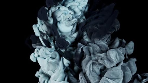 Abstract Blue and Black Ink Swirling Together