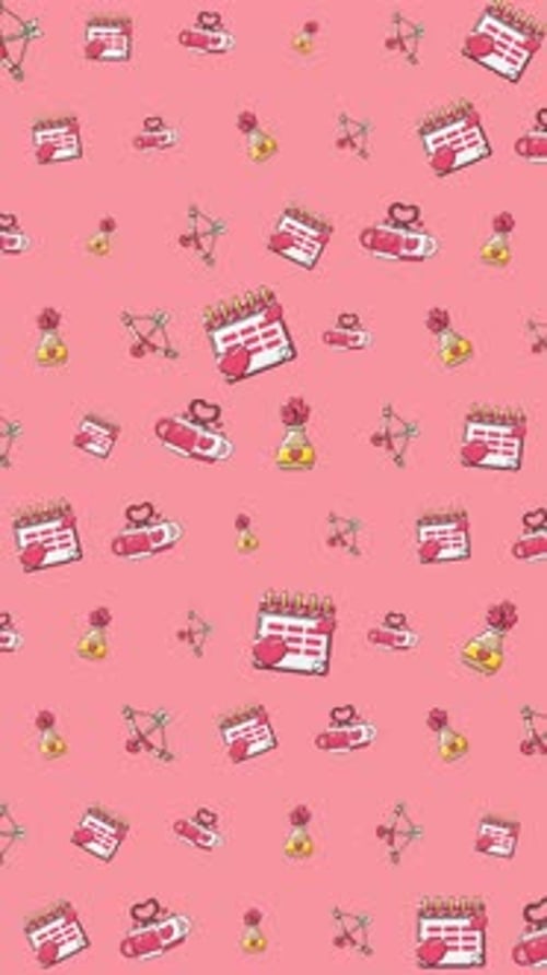 Cute Romantic Icons Animated Pattern Background Loop