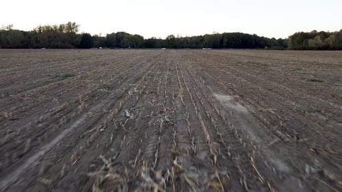 Flying Over A Dry Field