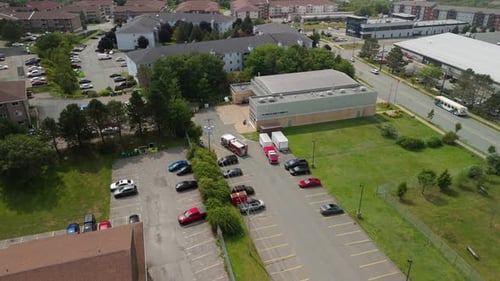 Aerial View Of Fire Truck In Dartmouth Nova Scotia Responding To Emergency