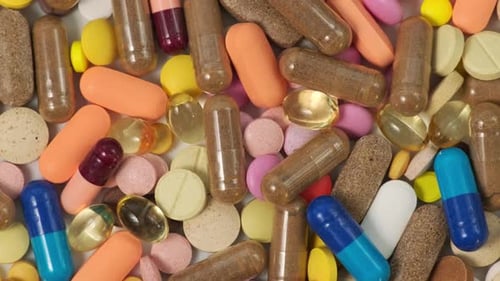 Colorful Pills and Capsules close up