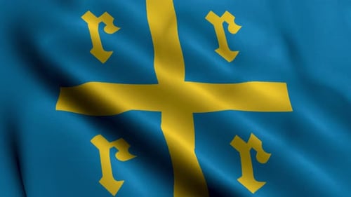 Seamless Waving Decorative Flag Loop with Blue and Yellow Cross