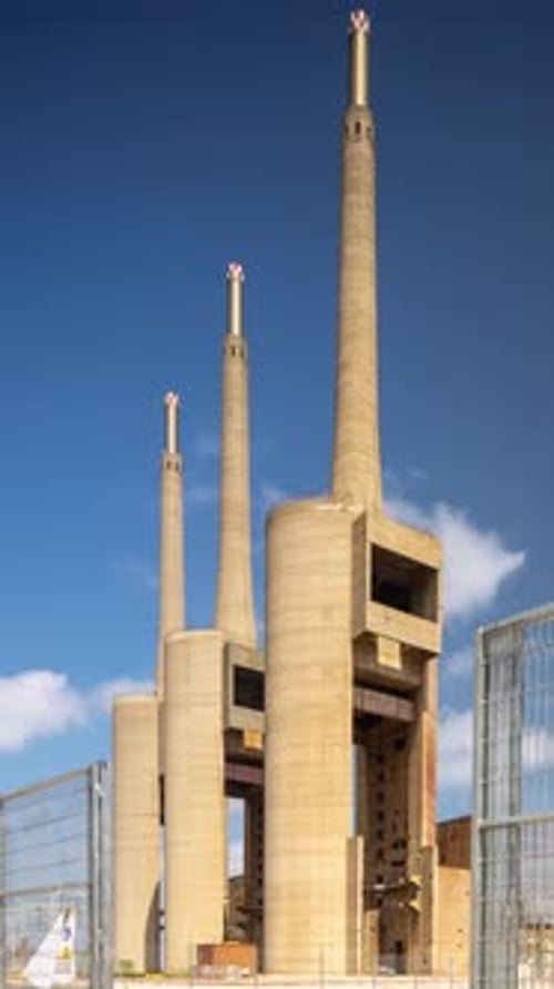 Disused Power Station on the Outskirts of Barcelona Spain Vertical