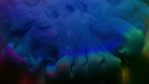 Shimmering Fluid Ink Swirl Glossy Flow Mix Rainbow