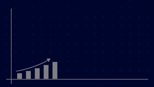 Animated Bar Graph with Growing Columns and Upward Arrow