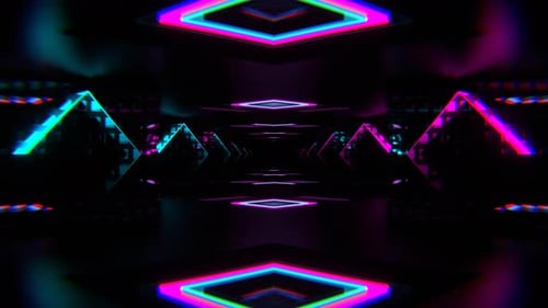 Cyan And Pink Neon Squares Amazing Endless Tunnel Background Vj Loop In 4K