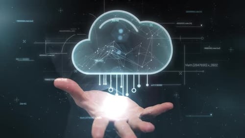 Futuristic Digital Cloud Network Displayed from Hand