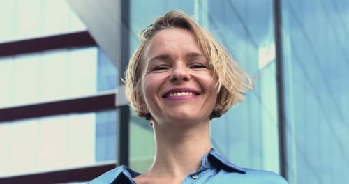 Portrait of a Ukrainian Business Woman Looking Smiling at Camera