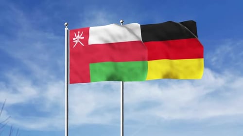 Oman and Germany Flags Waving Motion Graphics