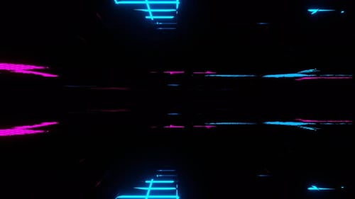 Blauer und rosafarbener abstrakter, chaotischer Neonblitz-Hintergrund Vj Loop In 4K
