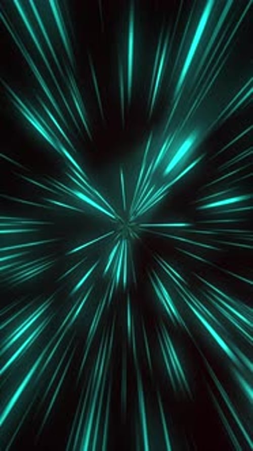 Looped animation. Abstract stream of blue light tunnel. Vertical video