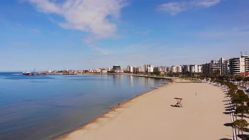 Aerial View of Beautiful Costal Shore in Vlore Albania