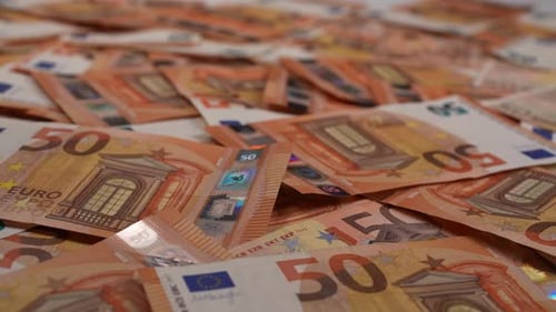 Pile of Euro Banknotes, Close Up Shot