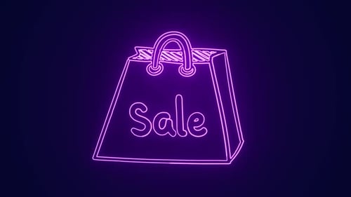 Neon Sketch Sale Shopping Bag Animation