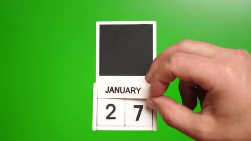 Flipping Block Calendar to January 27th on Greenscreen