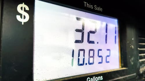 Gas Pump Display Showing Price and Gallons