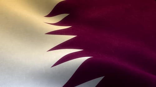 Waving Qatar Flag with Realistic Fabric Texture