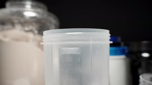 Adding Protein Powder to a Container