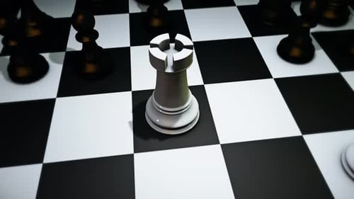 3D Animated White Chess Rook Piece Reveal
