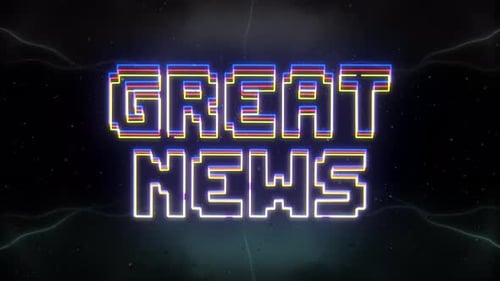 Tolle Neuigkeiten, Neon-Text mit Retro-Hintergrund