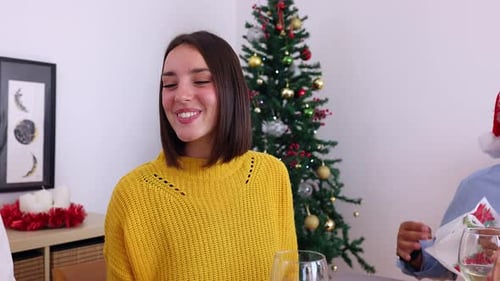 Cheerful People Enjoying Christmas at Home