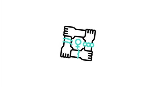 Animated Line Art Icon of Female Unity and Support