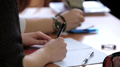 High School Teenage Students at the Desk