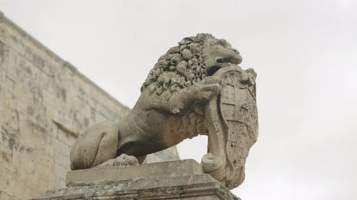 Lion Statue in Mdina castle, Malta Rabat