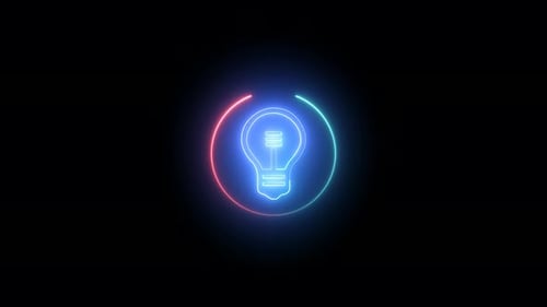 Neon electric bulb icon animation .Glowing bulb animated . Vd2133