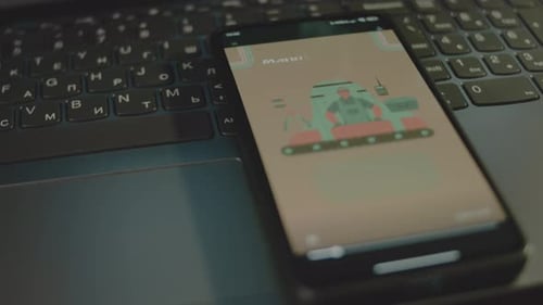 Manufacturing Standards Inscription on Smartphone Screen Graphic Presentation of a Worker with