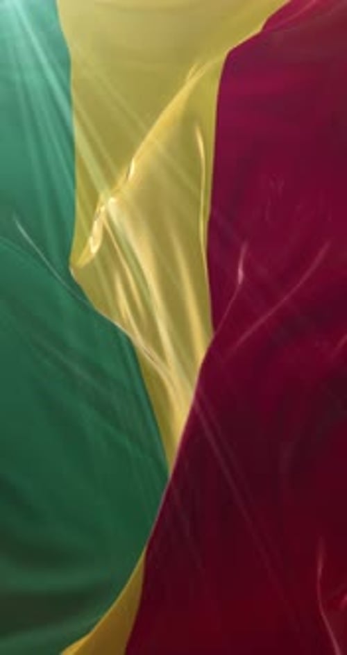 Waving Vertical Flag Animation with Green Yellow Red Stripes
