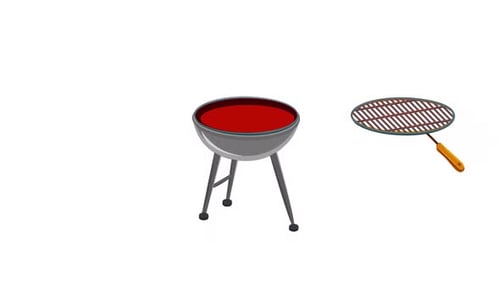 Animated Barbecue Grill with Smoke