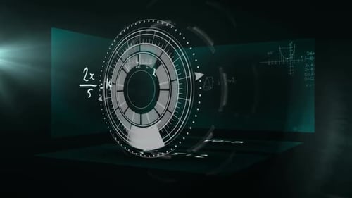 Futuristic Holographic HUD Element with Scientific Data Display