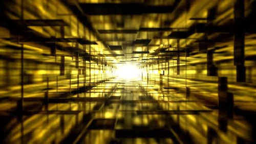 Gold Abstract Mirrored Cubes Tunnel Background Vj Loop In HD