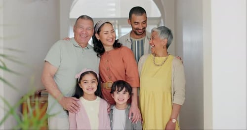 Cheerful Family Portrait with Smiling Relatives Indoors