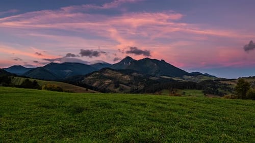 Fast Sunrise in Green Alps Mountains Landscape in Summer Nature Time Lapse